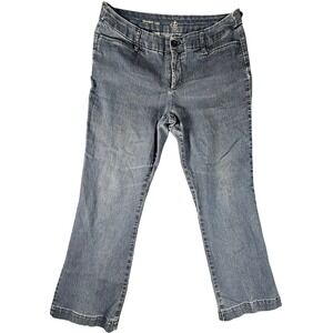St Johns Bay Straight Leg Jeans Womens 12P Medium Wash Blue Denim Stretch